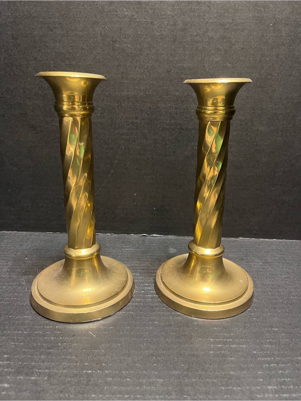 Brass Candlestick Holders by Andrea by Sadek beautiful twist design pattern